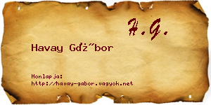 Havay Gábor névjegykártya
